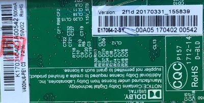 MAIN FUENTE PARA TV ELEMENT / NUMERO DE PARTE  K17031040 / TP.MS3393.PB751 / K17031040-1A00542 / E17054-2-SY / 20170331_155839 / PANEL T400-V35-DLED / MODELO ELFW4017 - Imagen 3