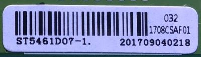 T-CON PARA TV ELEMENT / NUMERO DE PARTE ST5461D07-1 / 1708CSAF01 / ST5461D07-1. / ST775A1-4. 0 / ST775A1-4 / 02650100010002 / PANEL MD5541YTCF / MODELO ELEFW5517 J7M0M - Imagen 2