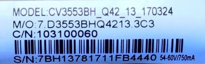MAIN FUENTE PARA TV ELEMENT / NUMERO DE PARTE  103100060 / CV3553BH-Q42 / CV3553BH_Q42_13_170324 / 7.D3553BHQ4213.3C3 / 7BH13781711 / E17252-SY / PANEL T500-V35-DLED / DISPLAY V500HJ1-PE8 REV.C7 / MODELO ELFW5017 - Imagen 3