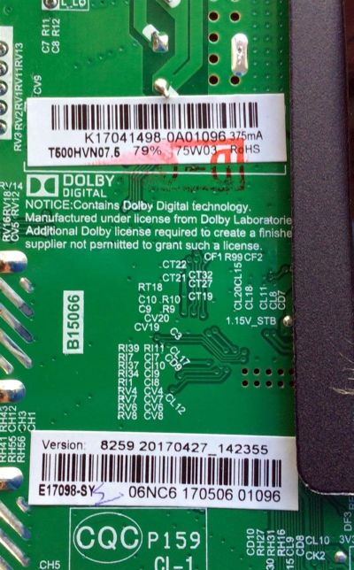 MAIN FUENTE PARA TV ELEMENT / NUMERO DE PARTE K17041498 / TP.MS3393.PB801 / K17041498-0A01096 / E17098-SY / 06NC6 / 20170427_142355 / PANEL T500-V35-DLED / MODELO ELFW5017 E7A4M - Imagen 2