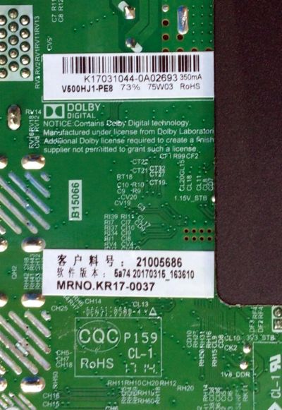 MAIN PARA TV ELEMENT / NUMERO DE PARTE  K17031044 / TP.MS3393.PB801 / K17031044-0A02693 / 21005686 / KR17-0037 / 20170315_163610 / PANEL MD5004YTIF / MODELO ELFW5017 - Imagen 2