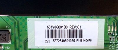 MAIN PARA TV TOSHIBA / NUMERO DE PARTE 631V0Q001B0 / VTV-L55736 / 691V0Q001B0 REV:C1 / 7160248-5 / VTV-L55736 REV:1 / PANEL K430WDCRA-UF300A5 / MODELO 43LF621U21 - Imagen 2