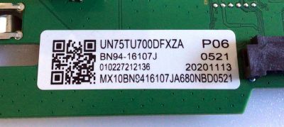 MAIN PARA TV SAMSUNG / NUMERO DE PARTE BN94-16107J / BN41-02751B / BN97-18031A / BN96-52702A / DISPLAY HV750QUB-F9A / PANEL CY-BT075HGEV3H / MODELO UN75TU700DFXZA BC02 - Imagen 2