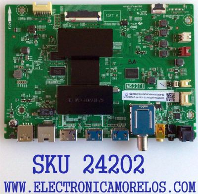 MAIN PARA TV TCL / NUMERO DE PARTE 08-MS22F04-MA200AA / 40-MS22F1-MAC2HG / 08-MS22F04-MA300AA / V8-ST22K01-LF / MS22F1 / PANEL LVU430NEBL / DISPLAY HV430FHB-N10 / MODELO 43S525