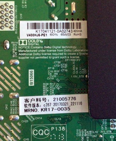 MAIN FUENTE (COMBO) PARA TV ELEMENT / NUMERO DE PARTE K17041121 / TP.MS3393.PB801 / 21005776 / V400HJ6-PE1 / E17034-KK / 20170321_221116 / PANEL MD4009YTIF / MODELO ELFW4017 D7C0M - Imagen 2