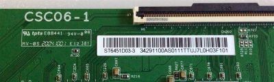 T-CON PARA TV TCL / NUMERO DE PARTE ST6451D03-3 / 34291100AS / CSC06-1 / 34291100AS0111 / E88441 / PANEL LVU650NDHL / MODELO 65R635 - Imagen 2