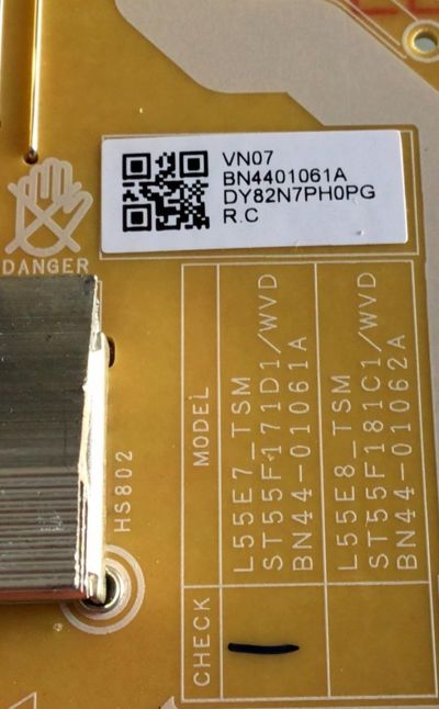 FUENTE DE PODER PARA TV SAMSUNG / NUMERO DE PARTE BN44-01061A / BN4401061A / ST55F171D1/WVD / L55E7_TSM / ST55F171D1 / PANEL CY-NT055HGAV1H / MODELO UN55TU850DFXZA AC01 - Imagen 3