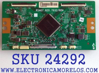 T-CON PARA TV HISENSE / NUMERO DE PARTE 257647 / RSAG7.820.7932/ROH / H41804PNE00A2 / PANEL HD650V3U52-TDL3 / DISPLAY T650QVN07.5 / MODELO 65R8F5 / 65R8F