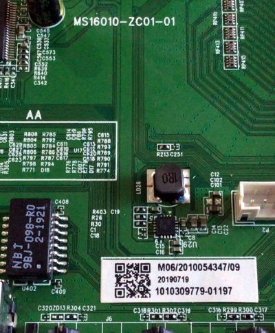 MAIN PARA TV WESTINGHOUSE / NUMERO DE PARTE 1010309779 / MS16010-ZC01-01 / M06/2010054347/09 / 20190719 / 2010054347 / 1010309779-01197 / EO22M394-C1 / E022M394-C1 / E168066 / PANEL ST4251D01-3 / MODELO WR43UT4009 - Imagen 2