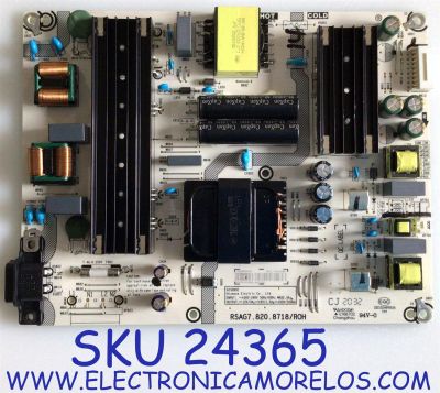 FUENTE DE PODER PARA TV HISENSE / ONN·ROKU TV / NUMERO DE PARTE 268696 / RSAG7.820.8718/ROH / HLL-4365WU / CQC13134095636 / PANEL HD650Y1U71-T0L3\S0\GM\ROH / MODELOS 100021261 / 65R6E4