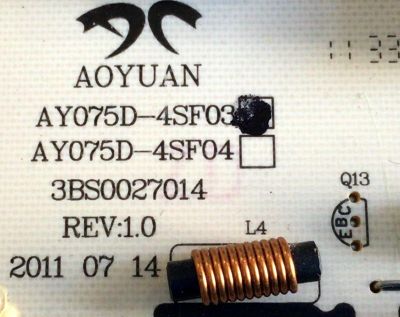 FUENTE DE PODER PARA TV SEIKI / NUMERO DE PARTE AY075D-4SF03 / 3BS0027014 / E141940 / AY075D-4SF03 REV:1.0 / AY1136A95216 / PANEL BLHV320WX2-101 / MODELO SE321FB - Imagen 3