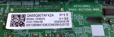 MAIN PARA TV SAMSUNG QLED SMART TV / NUMERO DE PARTE BN94-15362G / BN41-02749A / BN97-16646A / BN41-02749A-000 / DFVC2002 / PANEL CY-TT055FLAV2H / MODELOS QN55Q90TAFXZA / QN55Q90TAFXZA AA01 / QN55Q90TAFXZA AB02 - Imagen 3