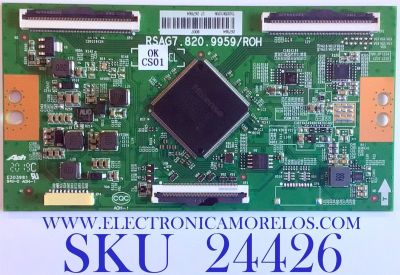 T-CON PARA TV HISENSE / NUMERO DE PARTE 267064 / RSAG7.820.9959/ROH / E303981 / PANEL HD750S3U72-TAB1\S2\GM\ROH / DISPLAY HV750QUB-F90 / MODELOS 75R6E3 / 75R6E3 75A6170FUWR / 75H6510G