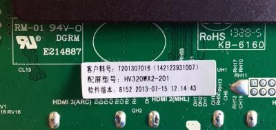 MAIN FUENTE (COMBO) PARA TV PROSCAN / NUMERO DE PARTE T201307016 / TP.MS3393.P83 / A13071817 / HV320WX2-201 / 142123931007 / E214887 / PANEL HV320WX2-201 / MODELO PLDV321300 - Imagen 3