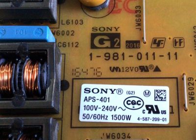 SUB FUENTE DE PODER PARA TV SONY / NUMERO DE PARTE 1-474-650-12 / 1-981-011-11 / 1-981-011-11 / 147465012 / APS-401 / PARTE SUSTITUTA 147465011 / 1-474-650-11 / PANEL YD6S750DTD01 / MODELO XBR-75X940D / XBR75X940D - Imagen 2