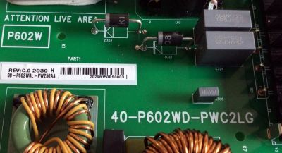 FUENTE DE PODER PARA TV TCL 4K QLED DOLBY VISION HDR SMART ROKU TV / NUMERO DE PARTE 08-P602W0L-PW250AA / 40-P602WD-PWC2LG / P602W / E148158 / PANEL LVU750NDHL  CD9W00 V1 / MODELO 75R635 - Imagen 2