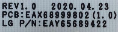 FUENTE DE PODER PARA TV LG / NUMERO DE PARTE EAY65689422 / EAX68999802(1.0) / BL9NC656894221496(1.0) / PANEL LE770AQD(EN)(A3) / MODELO OLED77CXPUA.BUSWLJR - Imagen 2