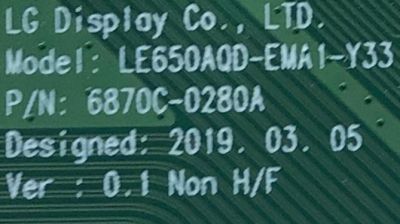 T-CON PARA TV LG / NUMERO DE PARTE 6871L-6088E / 6870C-0280A / 6088E / LE650AQD-EMA1-Y33 / P8SB9C000L07C10 / PANEL LE650AQD (EM)(A3) / MODELO OLED65C9PUA.BUSYLJR / OLED65C9PUA - Imagen 2