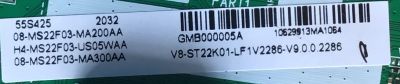 MAIN PARA SMART TV TCL / NUMERO DE PARTE H4-MS22F03-US05WAA / 40-MS22F1-MAB2HG / 08-MS22F03-MA200AA / 08-MS22F03-MA300AA / GMB000005A / V8-ST22K01-LF1V2286-V9 / PANEL LVU550NDEL SJ9W06 / DISPLAY LSC550FN11-204 / MODELO 55S425 - Imagen 3