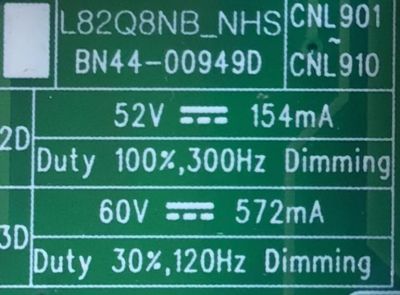 LED DRIVER PARA TV SAMSUNG / NUMERO DE PARTE BN44-00949D / L82Q8NB_NHS / BN4400949D / AM5RK860170 / PANEL CY-TN082FLLV1H KW42 / MODELO QN82Q8FNBFXZA FA01 - Imagen 2