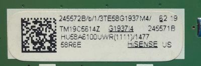 MAIN PARA TV HISENSE·ROKU TV 4K·UHD·HDR / NUMERO DE PARTE 245572 / RSAG7.820.8593/ROH / 245571 / HU58A6100UWR / PANEL HD580S1U91-L1\GM\CKD3A\ROH / DISPLAY HV580U2-T01 / MODELOS 58R6E3 / 58R6000FM - Imagen 2