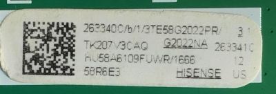 MAIN FUENTE (COMBO) PARA TV HISENSE·ROKU TV 4K UHD HDR SMART TV / NUMERO DE PARTE 263340 / RSAG7.820.9221/ROH / HU58A6109FUWR / 263341 / PANEL´S CV580U1-T01 / HD580X1U91-L1/S1/GM/ROH / HD580X1U91-L1/S0/CKD3A/ROH/1 / MODELO 58R6E3 / 58R6E3 58A6109FUWR - Imagen 2