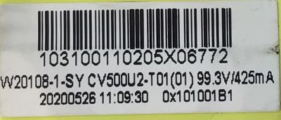MAIN FUENTE (COMBO) PARA TV WESTINGHOUSE HD / NUMERO DE PARTE W20108-1-SY / TT307C3 / TT307C3 V2 / 1.30.01.TT307C3-00-03 / CV500U2-T01(01) / 20200526 / TL2005027A / PANEL T500-TAF-DLED / DISPLAY CV500U2-T01 REV:01 / MODELO WD50FB1200 - Imagen 3