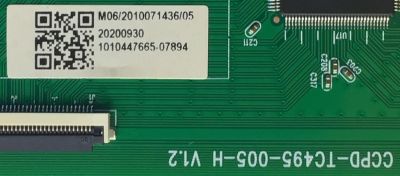 T-CON PARA TV WESTINGHOUSE / NUMERO DE PARTE CCPD-TC495-005-H / CCPD-TC495-005-H V1.2 / M06/2010071436/05 / 20200930 / 1010447665-07894 / PANEL CC580PV7D / MODELO WR58UX4019 - Imagen 2