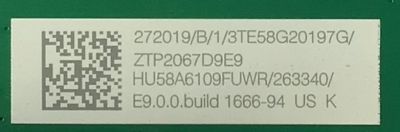 MAIN FUENTE (COMBO) PARA TV HISENSE·ROKU TV 4K·UHD·HDR / NUMERO DE PARTE 272019 / RSAG7.820.9221/ROH / 263340 / HU58A6109FUWR / PANEL HD58X1U91-L1\S0\CKD3A\ROH / DISPLAY CV580U1-T01 / MODELO 58R6E3 58A6109FUWR - Imagen 3