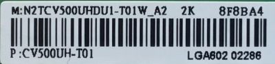 T-CON PARA TV WESTINGHOUSE NUMERO DE PARTE N2TCV500UHDU1-T01W_A2 / E365101 / CV500UH-T01 / LGA602 / 02286 / 8F8BA4 / PANEL T500-TAF-DLED / MODELO WD50FB1200 - Imagen 2