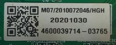 MAIN PARA TV WESTINGHOUSE NUMERO DE PARTE MS16010-ZC01-01 / 20201030 / 4600039714-03765 / M07/2010072046/HIGH / PANEL V430DJ1-Q01 REV.C1 / MODELOS WR43UX4019 / WR43UT4009 - Imagen 3