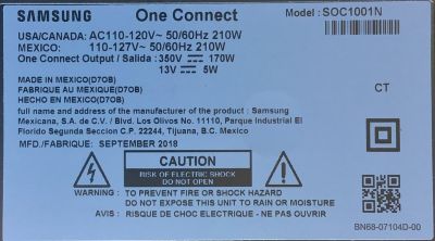 ONE CONNECT MODEL: SOC1001N PARA TV SAMSUNG ((NUEVO)) BN96-46074H / BN44-00933A /43/55/65 LS03/ CNL1BN4400933ASK28K7AG492 / MX10BN9646074HA641K951572 / SOC1001N / MODELOS  UN43LS03NAFXZA / UN43LS03NAFXZA / UN55LS03NAFXZA / UN65LS03NAFXZA / UN65LS03NAFXZX  - Imagen 2