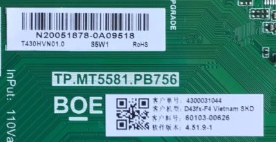 MAIN FUENTE (COMBO) PARA TV VIZIO SMART TV / NUMERO DE PARTE 60103-00626 / TP.MT5581.PB756 / 2605K18A0 / PANEL BOEI430WU1-H / MODELO D43FX-F4 / D43FX-F4 LBVAVN / D43FX-F4 LBVAVNKW / D43FX-F4 LBVAVNXM - Imagen 3