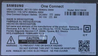 ONE CONNECT MODEL: SOC1003R PARA TV SAMSUNG / NUMERO DE PARTE BN96-46950K / BN44-00935B / VNL1BN4400935BDY82KCOH05W / MX10BN9646950KA649M2E0092 / SOC1003R / MODELO QN65Q90RAFXZA - Imagen 3