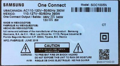 ONE CONNECT MODEL: SOC1005N PARA TV SAMSUNG ((NUEVO)) / NUMERO DE PARTE BN96-44628X / BN44-00937A / CNLBN4400937ADY82K63D0QN / MX10BN44628XA649K6B1323 / SOC1005N / SUSTITUTA BN96-46074F / MODELO QN75Q9FNAFXZA - Imagen 2