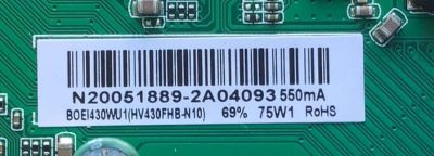 MAIN FUENTE PARA TV INSIGNIA NUMERO DE PARTE 60103-00599 / TP.MS3553T.PB790 / N20051889-2A04093 / 4300060334 / 54B620190218_095443 / PANEL BOEI430WU1-01 / MODELO NS-43D420NA20 - Imagen 2