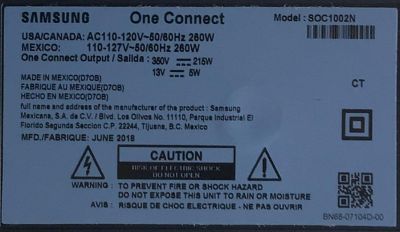 ONE CONNECT MODEL: SOC1001N PARA TV SAMSUNG / BN96-44628V / BN44-00933A / MX10BN9644628VA650K3L1968 / CNL1BN4400933ASK28K1UF039 / SOC1001N / MODELOS QN55Q7FNAFXZA / QN55Q7CNAFXZA / QN55Q7CNAFXZA AA01 / FA02 / QN65Q7FNAF / QN75Q7FNAF / GQ55Q8FNGT/GQ55Q8CNG - Imagen 3
