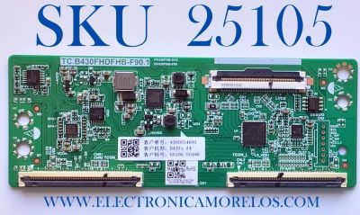 T-CON PARA TV VIZIO NUMERO DE PARTE 60106-00486 / TC.B430FHDFHB-F90.1 / 4300054691 / HV430FHB-N10 / HV430FHB-N90 / B20107578-0A00281 / PANEL  BOEI430WU1 / MODELO D43FX-F4 LBFVNXW