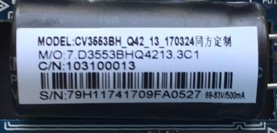 MAIN FUENTE PARA TV ELEMENT / NUMERO DE PARTE  103100013 / CV3553BH-Q42 / CV3553BH_Q42_13_170324 / 7.D3553BHQ4213.3C1 / E17120-16-SY / PANEL T390-DXB(P)-DLED / MODELOS 39" / WD40FX1170 - Imagen 3