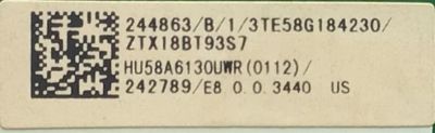 MAIN PARA TV SHARP NUMERO DE PARTE 244863 / RSAG7.820.8252/ROH / 3TE58G184230 / ZTX18BT93S7 / HU58A6130UWR / 242789 / PANEL HD580S1U91-L1/S0/GM/ROH / MODELO LC58Q7330U - Imagen 3