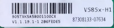 MAIN PARA SMART TV VIZIO 4K CON HDR RESOLUCION (3840 X2160) NUMERO DE PARTE 905TXKSA580 / 715GA874-M14-B00-004K / 87308133 / 905TXKSA58001100CX / PANEL TPT580B5-U1T01.D    REV:S01BG / REV:S01AU / MODELOS V55X-H1 / V55X-H1 LTCHB9AW /  V585X-H1 LTMHB9AW - Imagen 2