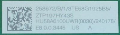 MAIN PARA TV HISENSE NUMERO DE PARTE 258672 / RSAG7.820.8252/ROH / 3TE58G1925B5 / ZTP197HY43S / HU58A6100UWR / 240178 / MODELO 58R6E - Imagen 3