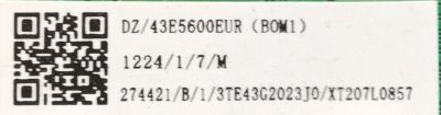 MAIN FUENTE PARA TV HISENSE NUMERO DE PARTE 274421 / RSAG7.820.9720/ROH / 1224 / 3TE43G2023J0 / XT207L0857 / PANEL JHD42SV1F51-T0L1/GM/MCKD-3A/ROH / MODELO 43H4030F1 - Imagen 2