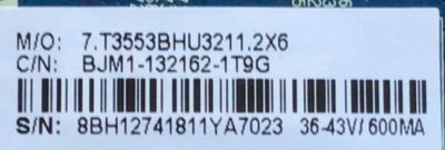 MAIN FUENTE PARA TV ELEMENT NUMERO DE PARTE BJM1-132162-1T9G / CV3553BH-U32 / 7.T3553BHU3211.2X6 / 8BH12741811YA7023 / DISPLAY HV320WHB-N5B / MODELO ELEFW328 - Imagen 3