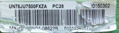 MAIN Y T-CON PARA TV SAMSUNG / NUMERO DE PARTE BN94-08622B / BN41-02319A / BN97-09594A / MODELOS UN78JU7500FXZA / UN78JU750DFXZA / UN78JU7500FXZA  TS01 / UN78JU750DFXZA  TS01 - Imagen 3