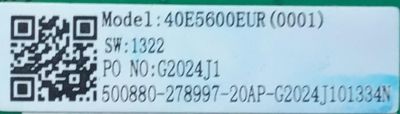 MAIN FUENTE PARA TV HISENSE / NUMERO DE PARTE 278997 / RSAG7.820.9375/ROH / 40E5600EUR / G2024J1 / G2024J101334N / 1322 / PANEL JHD396V1F02-TXL1 / MODELO 40H4030F1 - Imagen 5