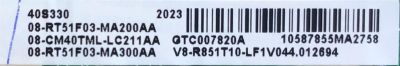 MAIN PARA TV TCL 08-RT51F03-MA200AA / 40-RT51F1-MAA2HG  / RT2851 / 08-CM40TML-LC211AA / 08-RT51F03-MA300AA  / V8-R851T10-LF1V044.012694 / PANEL  LVF395NDEL MD9W06 / DISPLAY V400HJ6-PE1 / MODELO 40S330 - Imagen 3