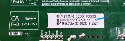 MAIN FUENTE (COMBO) PARA TV INSIGNIA / NUMERO DE PARTE 22002A0166T-15 / TP.MS3393T.PB796 / A16055844-0A04896 / HV320WHB-N81 / 3200192502 / PANEL  BOEI320WX1-01 / MODELO NS-32D310NA17 - Imagen 2
