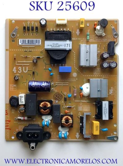 FUENTE DE PODER PARA TV LG 4K SMART TV UHD / NUMERO DE PARTE EAY64529502 / 64529502 / EAX67209003 / LGP43DJ-17U1 / 64529502 / EAX67209003 / PANEL NC430DGG-AAGP1 / MODELO 43UN7000PUB / 43UN7000PUB.BUSWLJM