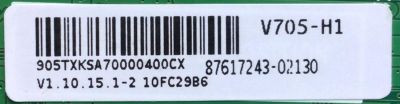 MAIN PARA TV VIZIO 4K HDR UHD SMART TV / NUMERO DE PARTE XKCB02K053 / 756TXKCB02K053 / 715GA874-M1B-B00-004G / XKCB02K053010X / PANEL TPT700U2-PV3D.Q REV:S01K / DISPLAY CC700PV2D VER:01 / BN96-50356A / MODELOS V705-H1 / V705-H1 LTCDZJ / V705-H1 LMXDZJ - Imagen 2